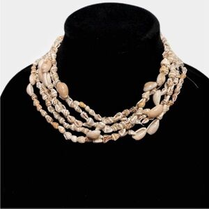 Seashell Necklace Cream Colored Hawaiian Lei Cowrie 3 Strands Vintage Cowrie